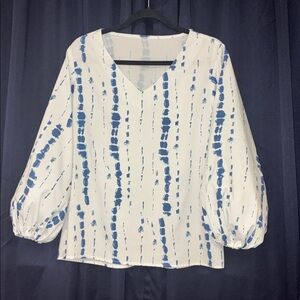 Blue and White Women's Top